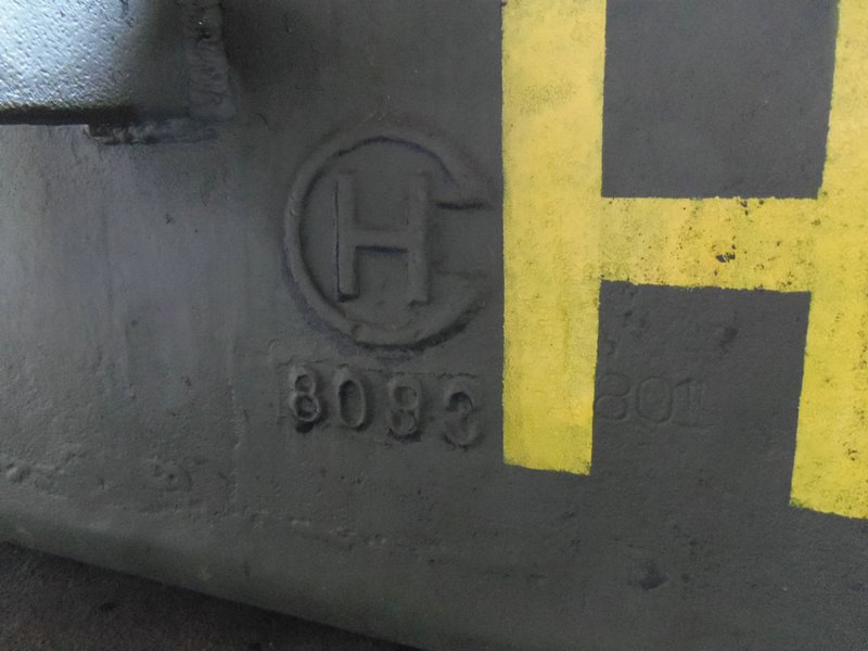 M4A1 Sherman PSC Balmoral Green turret rear casting mark.JPG