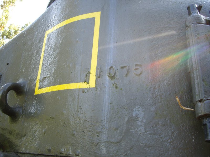 M4A1E9 Sherman Woensdrecht turret side casting mark.JPG